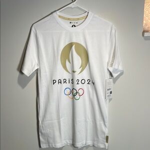 Official Licence Paris 2024 Olympics White Short Sleeve Tee with Gold Graphic